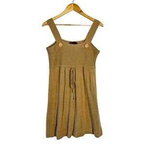 BCBGMaxazria Dress Women XL Tan Apron Style Knit Mini Angora Mini Casual Neutral